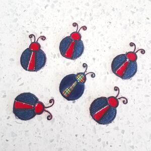 Vintage Ladybug Patch Pack Iron On Red Blue 6 Ladybugs